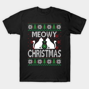 meowy christmas ugly christmas sweater T-Shirt